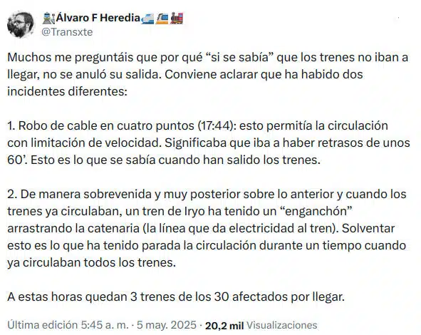 Mensaje de Álvaro Fernández Heredia en X