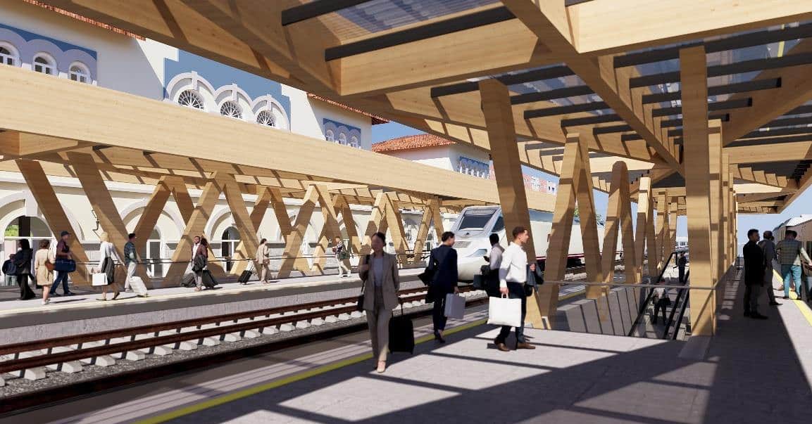Diseño a ordenador de los futuros andenes de Vitoria-Gasteiz. © MINISTERIO DE TRANSPORTES Y MOVILIDAD SOSTENIBLE.