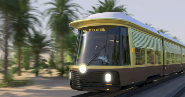 Computer design of an Alstom Citadis tramway for the AlUla Experiential Tramway. © ALSTOM.