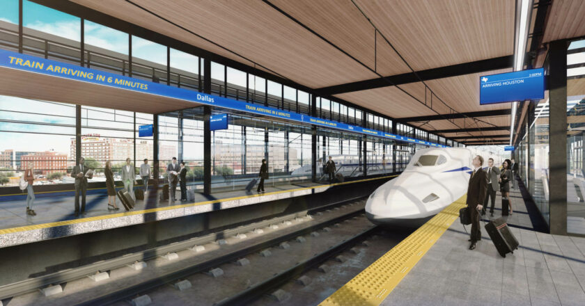 Diseño conceptual de los andenes para los trenes de alta velocidad de Texas Central en Dallas. © TEXAS CENTRAL.