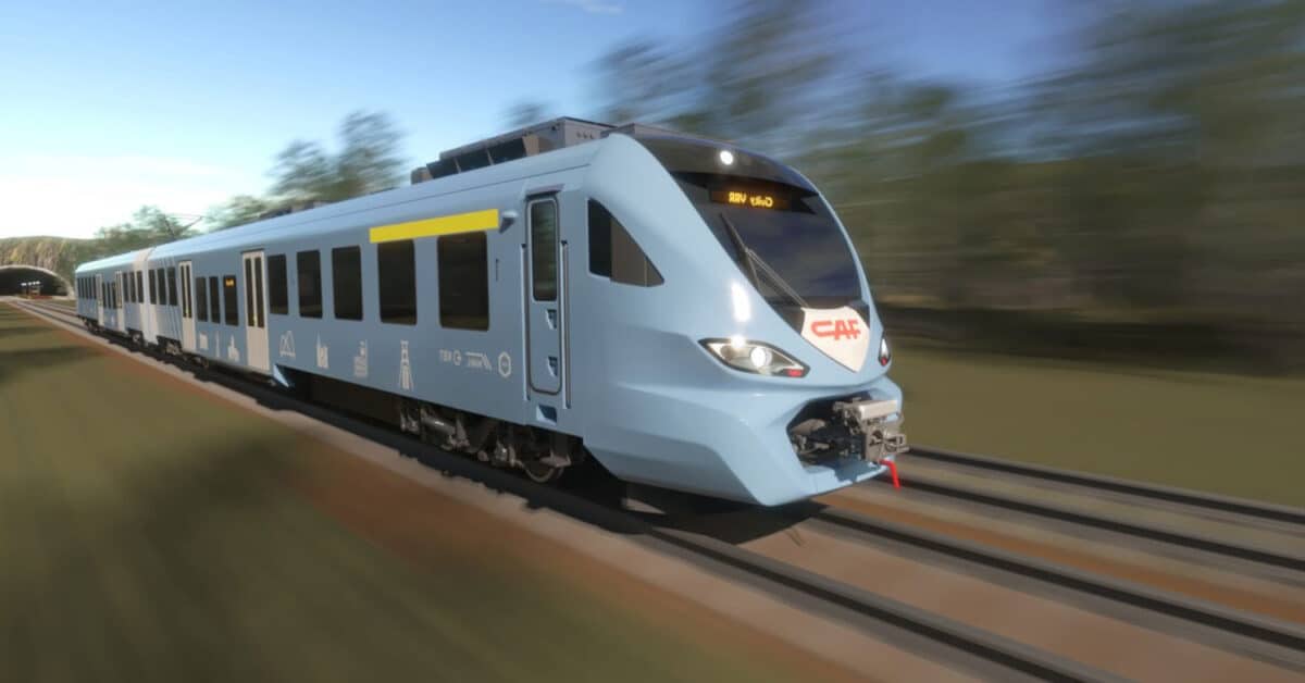 Diseño a ordenador de un tren Civity de CAF, como el que el fabricante podría suministrar a SNCB. © CAF.