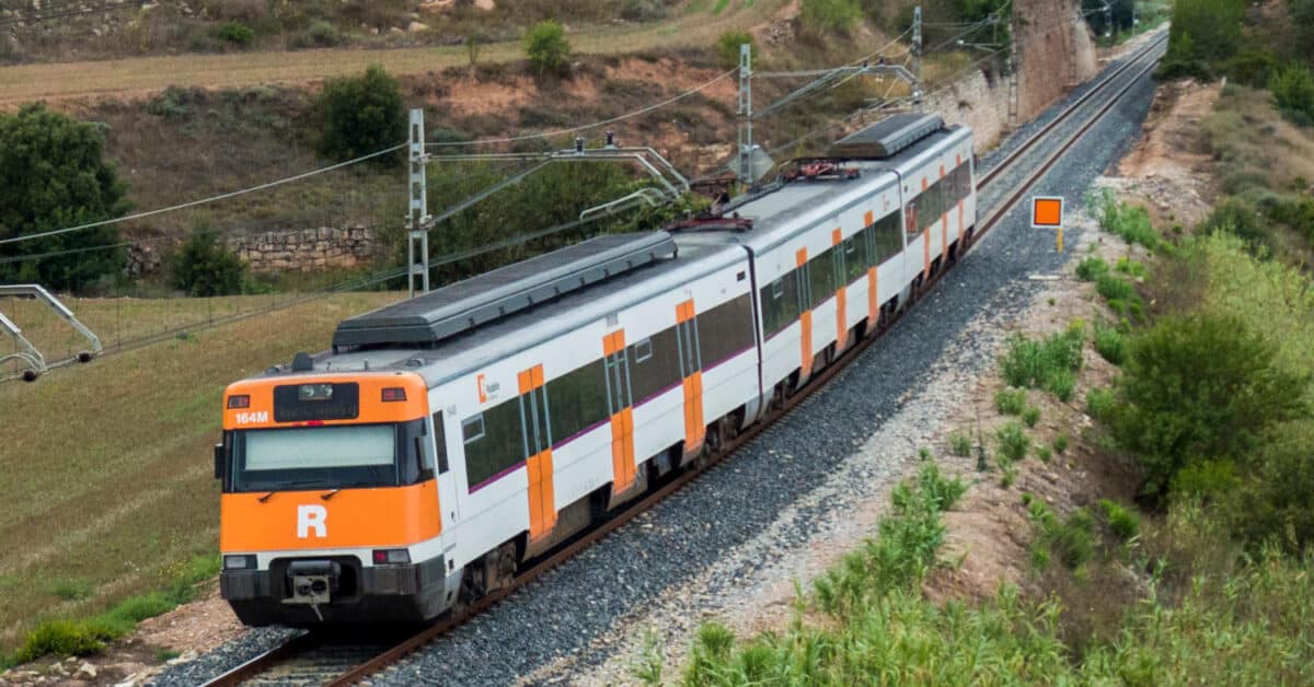447 series unit showing the Rodalies decoration in Segur (Anoia) (CC BY NC SA) RICARD CODINA-Flickr. Cropped image.