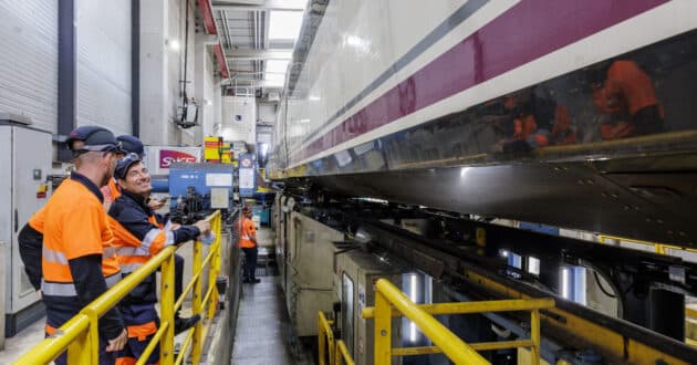 Unit 106-009, from the Talgo Avril family, during tests at the Technicentre Est Européen. © LAURENT GUICHARDON.