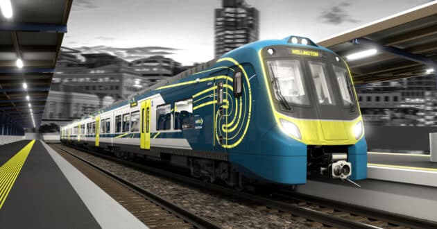 Imagen a ordenador de los nuevos trenes Tūhono de Alstom para el Metlink de Wellington. © ALSTOM.