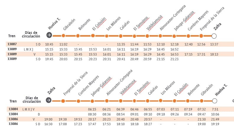 Horarios desde el 15 de septiembre.