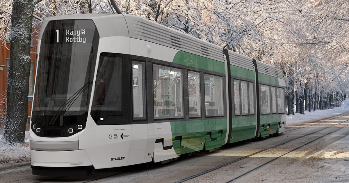 Diseño a ordenador de un tranvía Tango de Stadler para Helsinki. © STADLER.