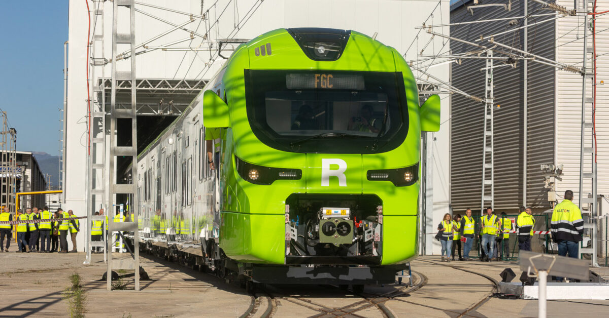 Primera unidad de la serie 312 de FGC durante su presentación en Santa Perpetua. © ALSTOM/MiTH.