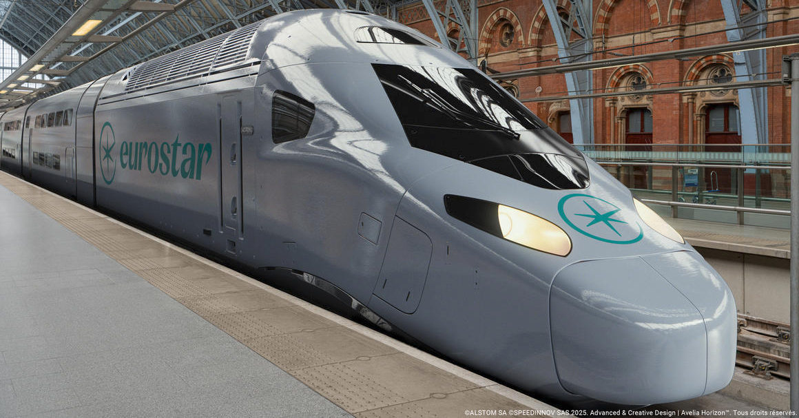 Diseño a ordenador de un Avelia Horizon en la estación de London Saint Pancras. © ALSTOM Y SPEEDINNOV.