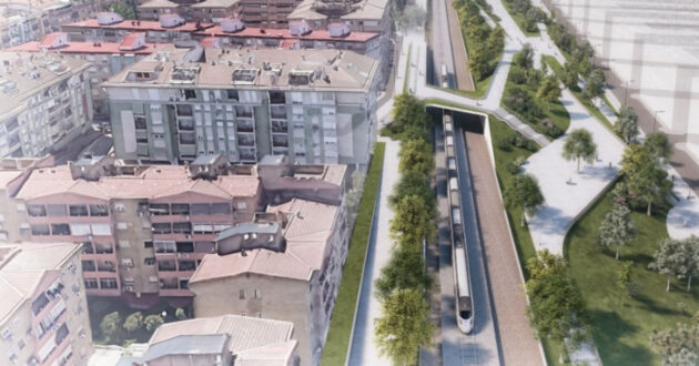 Boceto de la integración del ferrocarril en la ciudad de Jaén. © MINISTERIO DE TRANSPORTES Y MOVILIDAD SOSTENIBLE.