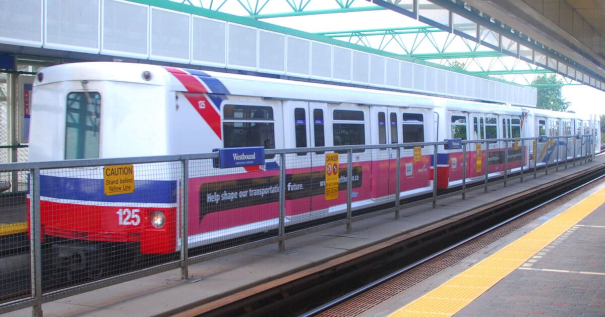 Vancouver SkyTrain's Mark I series train, the first to use Hitachi's SelTrac technology (CC BY SA) ALASDAIR MCLELLAN-Wikimedia Commons. Image cropped.