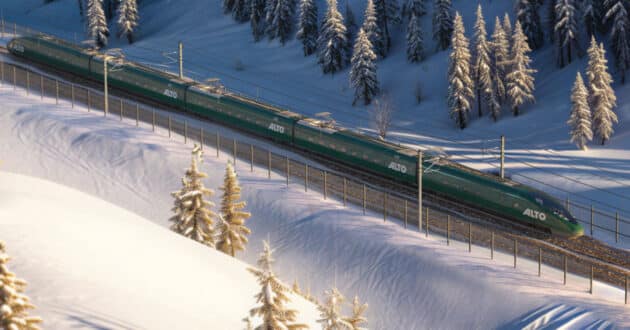 Imagen a ordenador de un tren en la LAV Montreal-Quebec, cuyo primer tramo unirá Toronto y Ottawa. © ALTO.