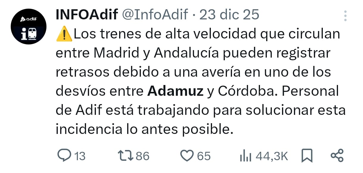 Incidencia 23 de diciembre