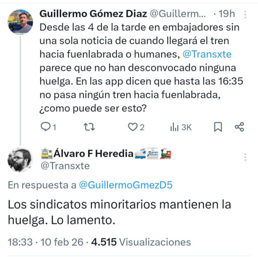 Publication by Renfe's president stating that the strike continues