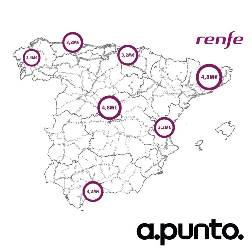 Mapa con los presupuestos previstos por cada zona. © RENFE.
