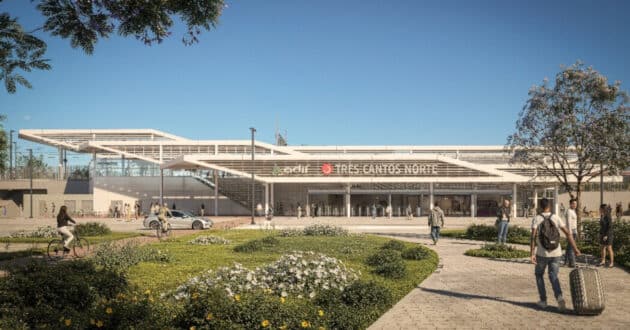 Imagen a ordenador con el diseño de la futura estación de Tres Cantos Norte. © MINISTERIO DE TRANSPORTES Y MOVILIDAD SOSTENIBLE