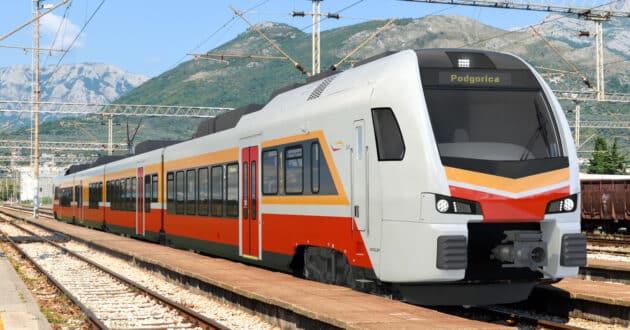 Imagen a ordenador de los futuros trenes FLIRT para Montenegro. © STADLER.