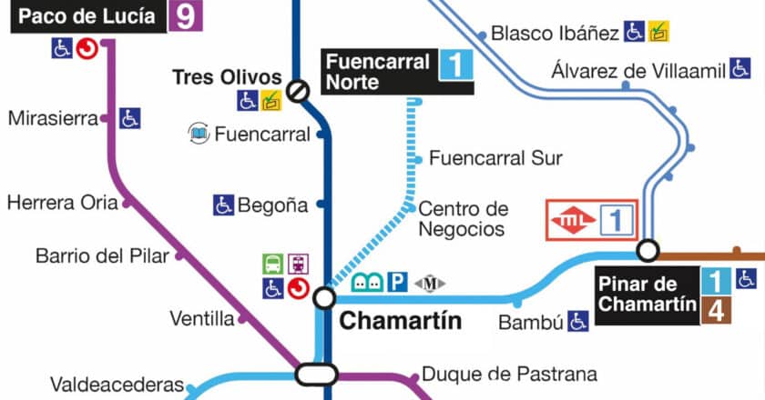Propuesta de ampliación de la línea 1 a Madrid Nuevo Norte con una Y. © COMUNIDAD DE MADRID.