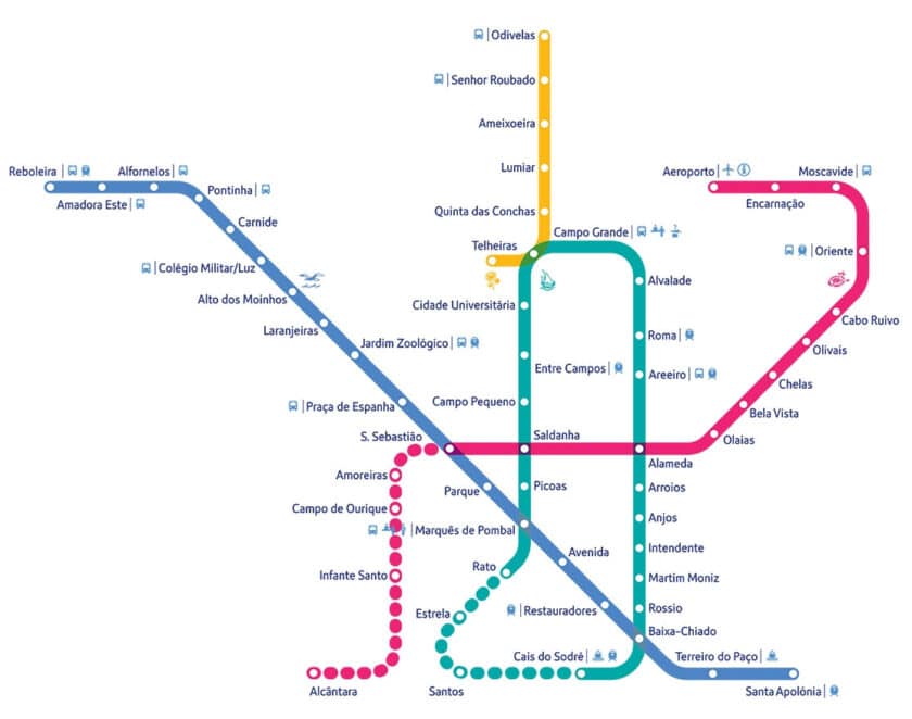 Plano del metro de Lisboa tras las ampliaciones. © METRO DE LISBOA.